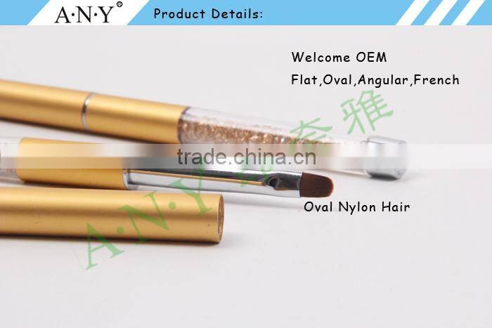 ANY Nail Art Design Care Golden Nail UV Gel Brush Rhinestones Handle