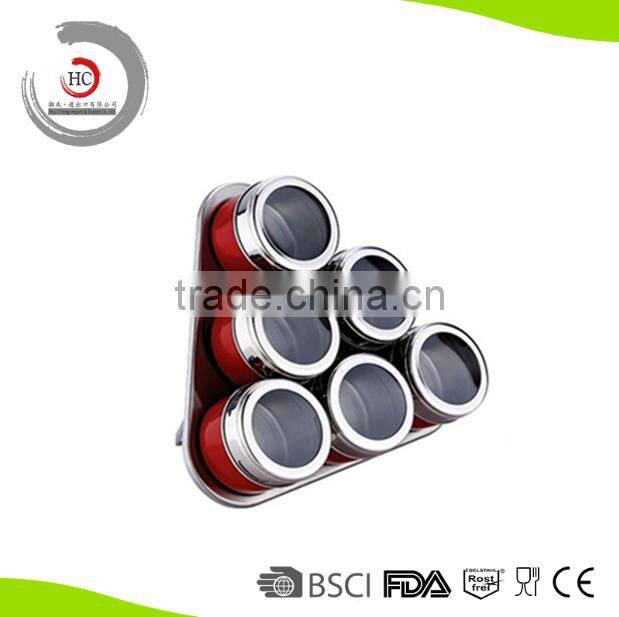 Stainless steel magnetic spice container magnetic spice jar magnetic spice rack with triangle board HC-MS33
