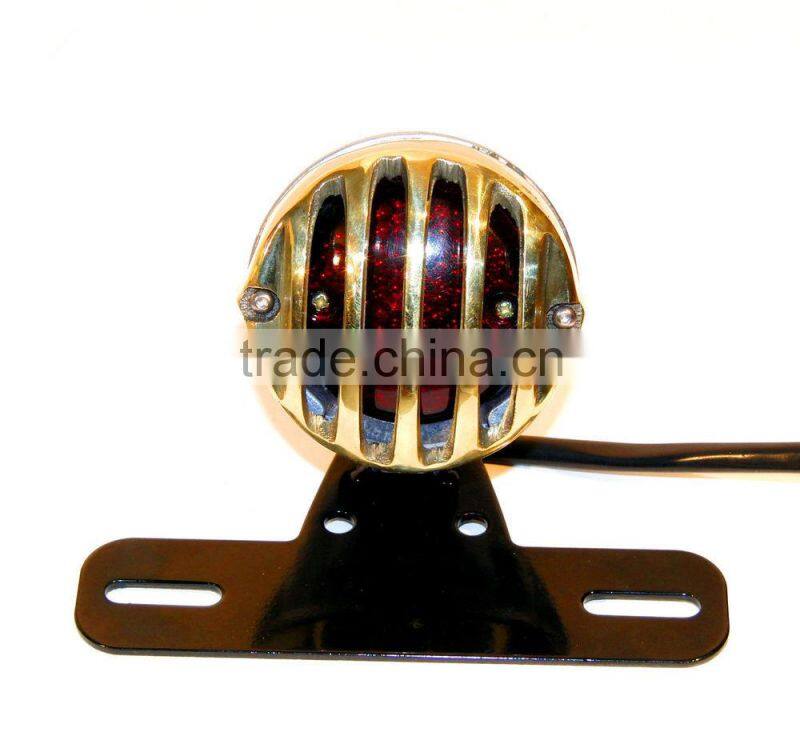 Motorcycle LED Custom Vintage Grilled Tail light Brake Lamp For Harley, Chopper, Bobber