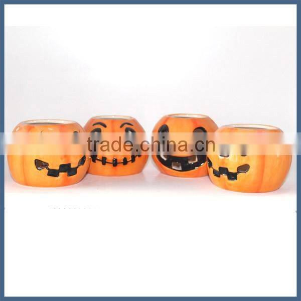 Happy halloween decorative ceramic pumpkin candle jar