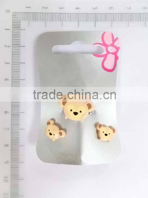 Cute acrylic micky mouse earring and ring set for children