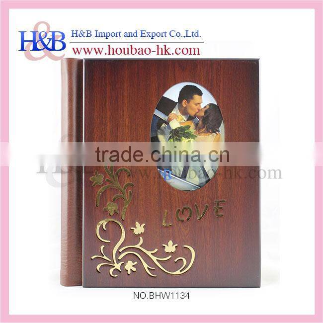 wholesale latest black wooden wedding photo album cover design