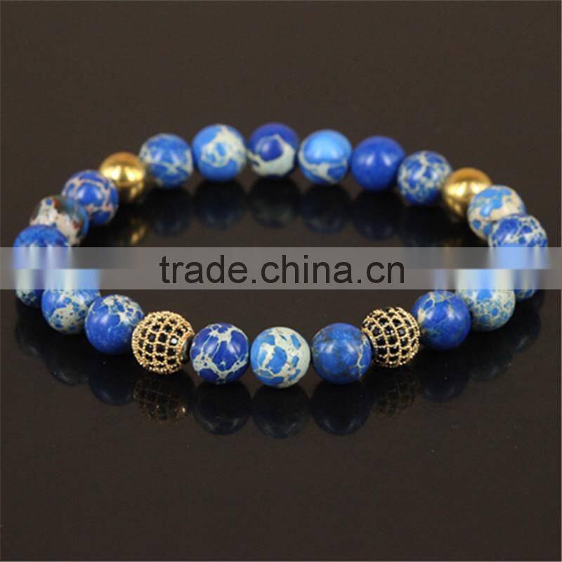 kjl-cst7 wholesale New design charm gold microscope beads men bracelet natural 8mm regalite stone beads women bracelet