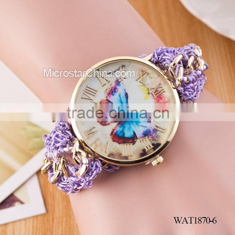 DIY hand made woven chain butterfly braided watch