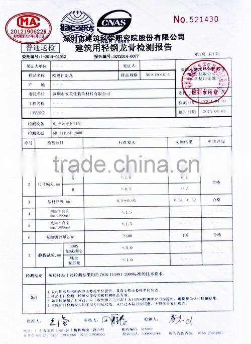 Light Steel Keel for Suspension Ceiling System