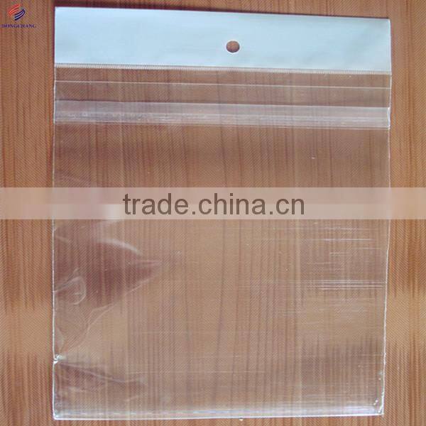 Clear opp plastic bag with header and adhesive flap