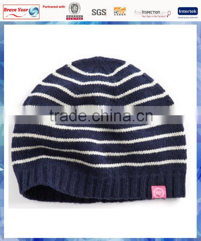 navy and white women striped knit hat/knitting pattern striped hat/stripe hat