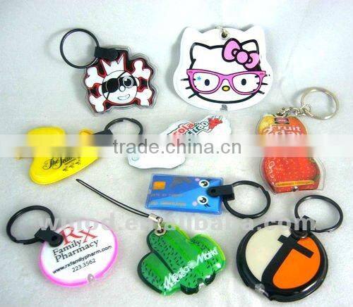Hotsale LED PVC custom keychains with Keyring