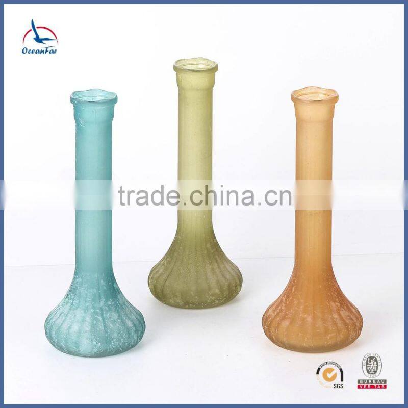 Factory Direct Sale Colored Vase Wholesale Bulk Long Neck Glass Vase With Round Bottom