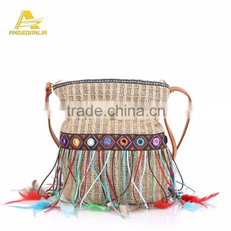 Hot Sale Woven multicolored Tassle Boho Handbags Women's Gypsy Shoulder bag Wholesale