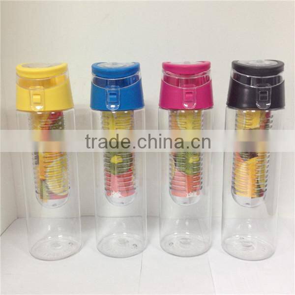 Food safe grade stylish flip top lid water bottle tritan 700 ml fruit infuser