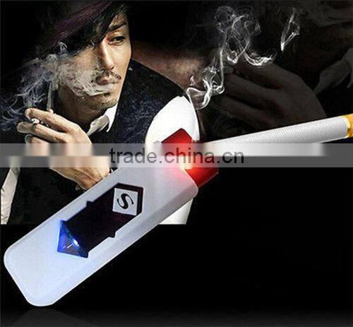 Portable Electronic USB Rechargeable Lighter Flameless Superman Cigar Cigarette Lighter Silent Windproof No Gas Gadget Case