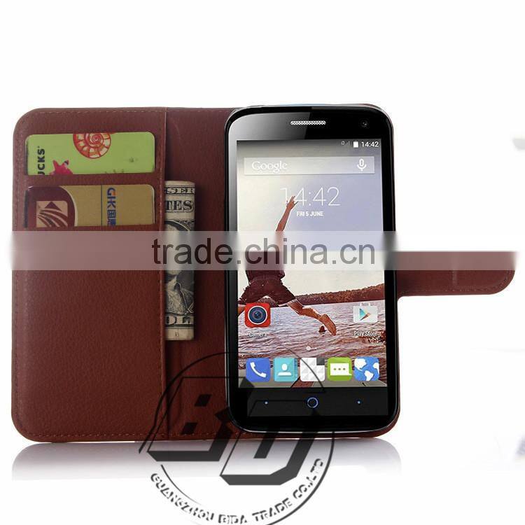 Fashionable Popular Flip wallet leather case with card slots For ZTE Blade Q Lux 4G fast delivery