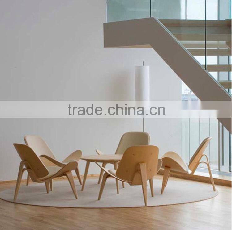 Modern Bend plywood hans wegner ponyhide / cowhide shell chair