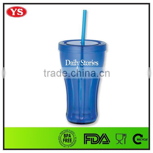 16oz customized plastic soda cups with lid and straw