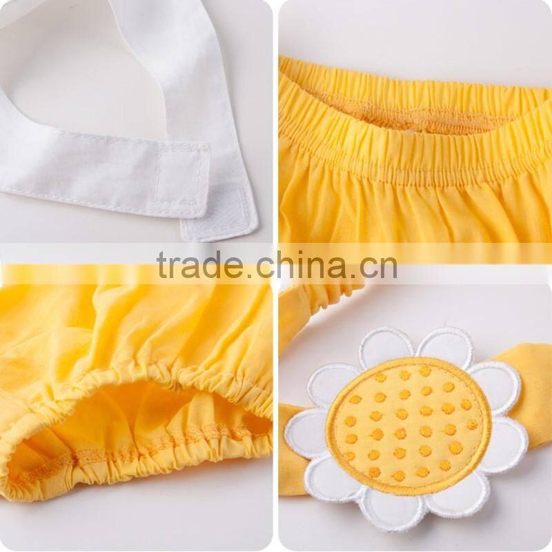 Wholesale Brand Summer Toddler Infant Girls Birthday Party Outfits Headband+Top+ Bloomers Kids Newborn Clothes