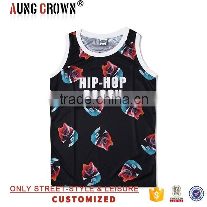 Round neck Custom Wholesale Printing Mens Tank Top