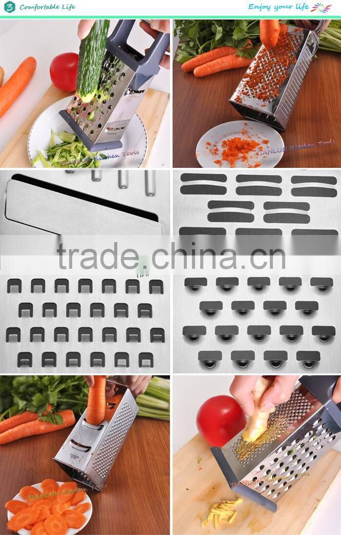 4 Sides Stainless Steel Vegetable slicer Grater,Mini manual kitchen tower grater,4 Sides Portable Stainless Steel Cheese Graters