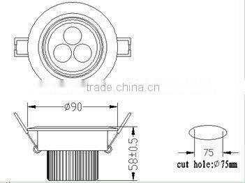 Hot Sale CE RoHS Indoor 3w 7w 9w suspended led ceiling lamp