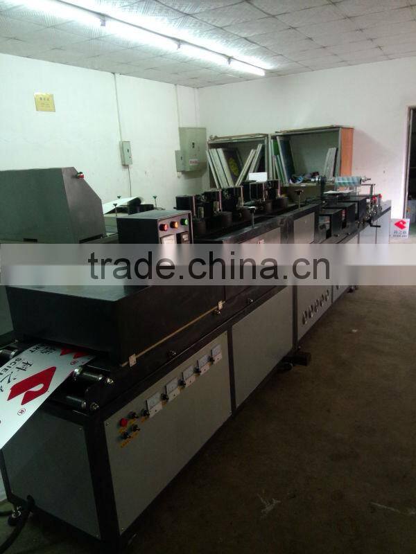 roll material Automatic Flatbed Screen Priting Machine+UV dryer/IR tunnel+ lamination+cutting