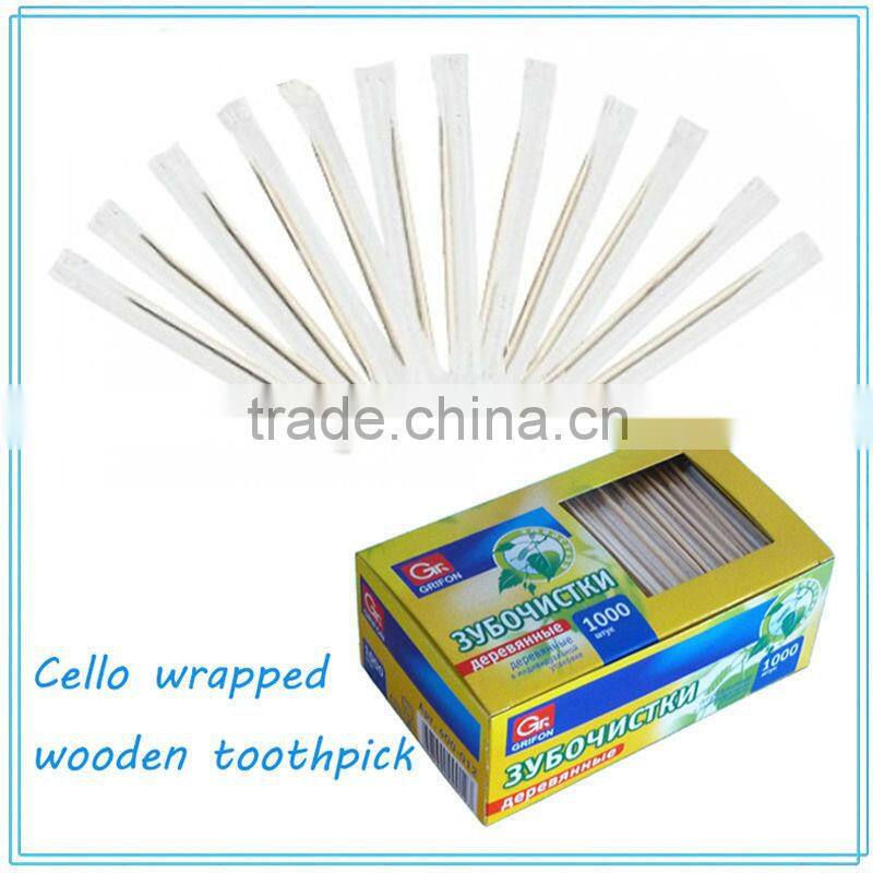 hot new products for 2016 / cello wrapped wooden tooth picks made in China