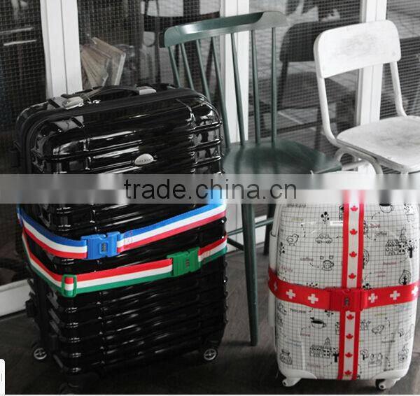 Flag Printing Travelling 3 Dials Combination Lock Luggage Belt with TSA