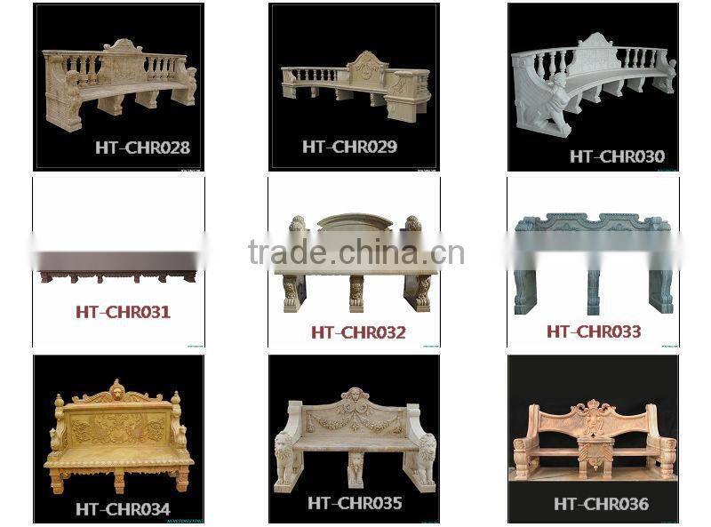 Flower Carved Outdoor Marble Bench