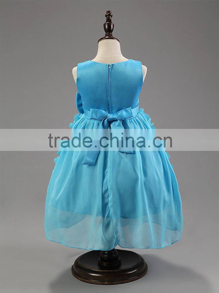 New Cute Fashion Baby Girl's Dress Kids Cotton Rose Flower Bowknot Sleeveless Princess Party Dress Wedding Flower Girl Dresses