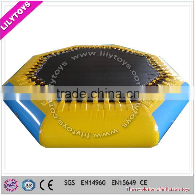 Popular Funny Colorful Big Inflatable Water Trampoline,0.9mm PVC jumpping water trampoline