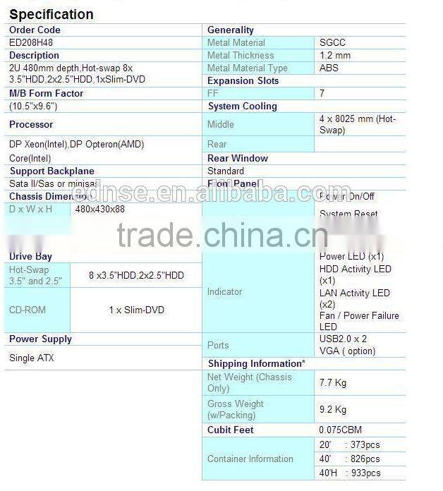 2u ED208H48 19 inch rack type server case