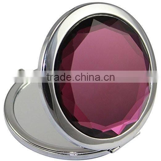 Crystal Stainless Cosmetic Compact Travel Pocket Folding MakeUp Mirror