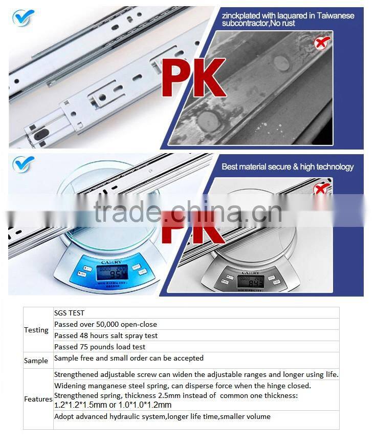 3 Fold 45mm Width Adjustable Ball Bearing Slide Rail