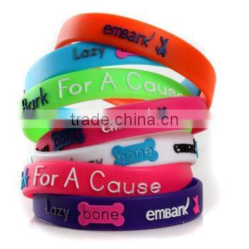 Cheap wholesale colorful rubber band silk screen printing silicone wristband for promotion