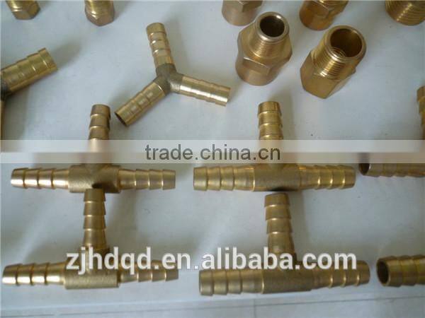 T-type hose barb ,brass tee connector, size 3/16" 1/4" 5/16" 3/8" 1/2" 5/8",copper hose barb fitting