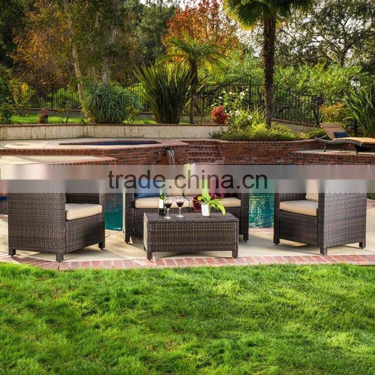 Classical simple home backyard poolside 4-piece rattan sofa set furniture