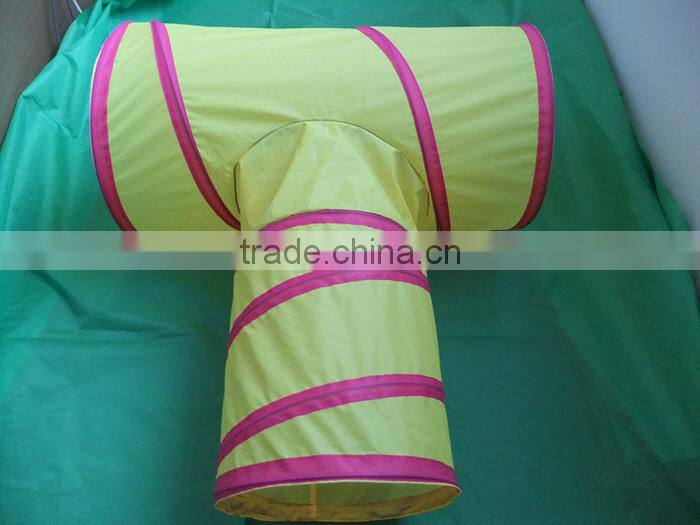 Yellow OEM Playing Cat Folding Tunnel Outdoor Pet Tunnel Cat Tunnel