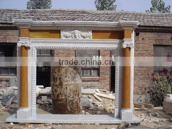 Pillar style white marble fireplace mantel for sale