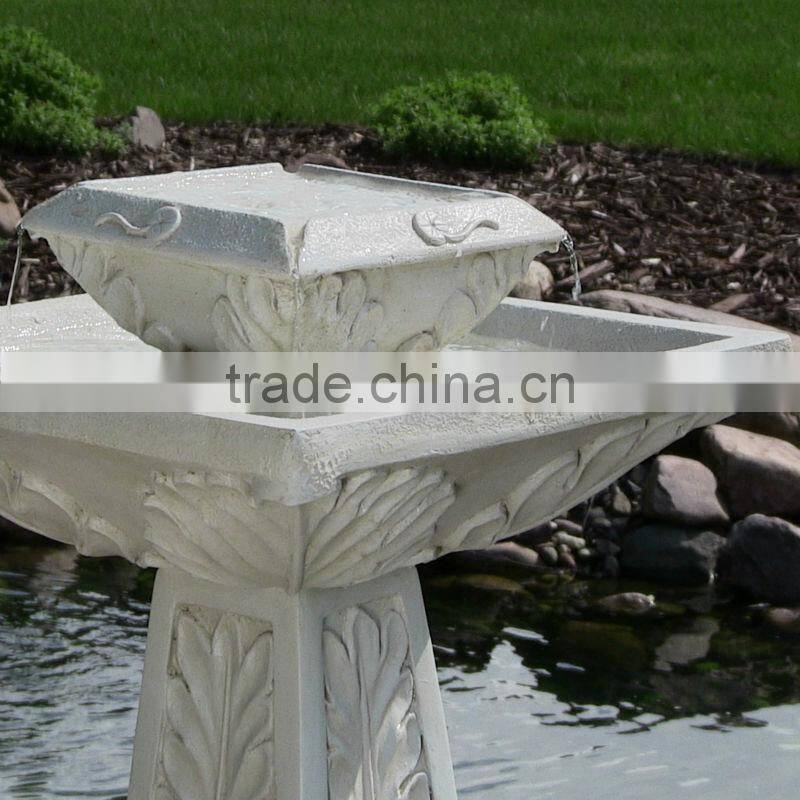 Outdoor Classics Richfield Solar Two Tiered Birdbath Fountain