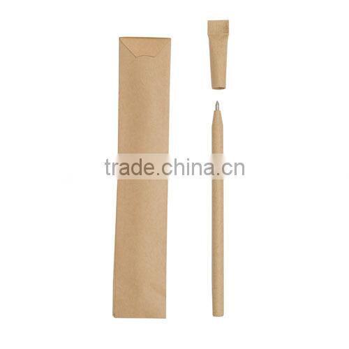 Feature recycled paper pen with paper pouch