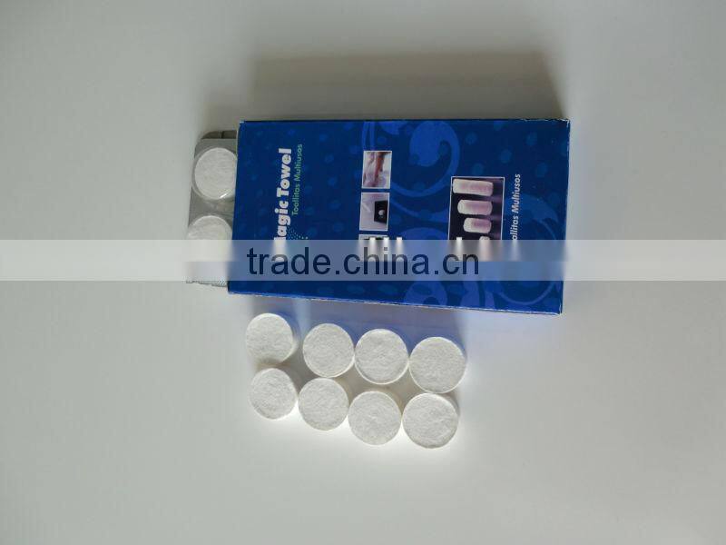 2015 Magic Compressed Wet Promotional Tissue with Aluminum Blister Sheet Packing