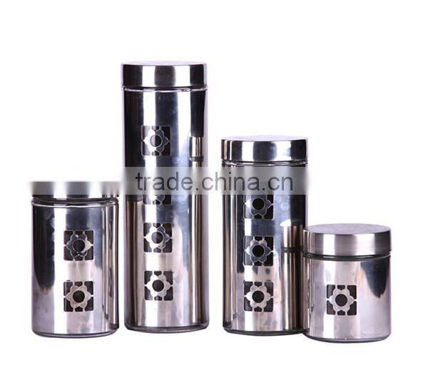 4 pieces airtight glass storage jar