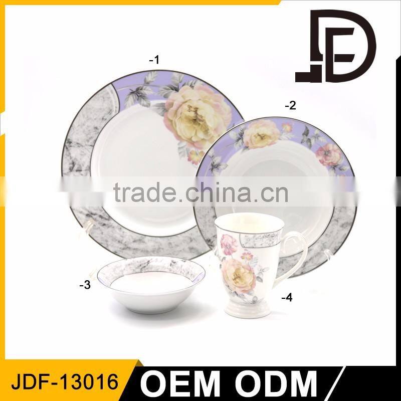 wholesale white royal hotel restaurant wedding porcelain ceramic plate with gold rim