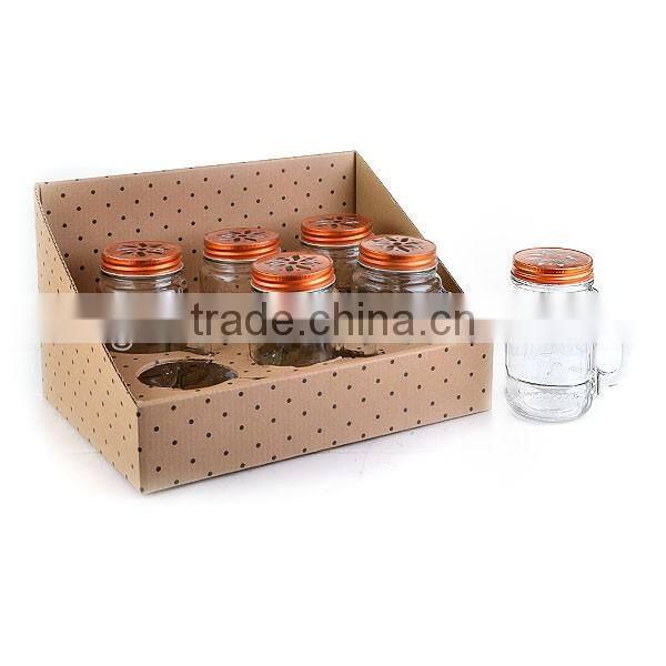 PDQ box set of 6 clear machine made mason jar glass