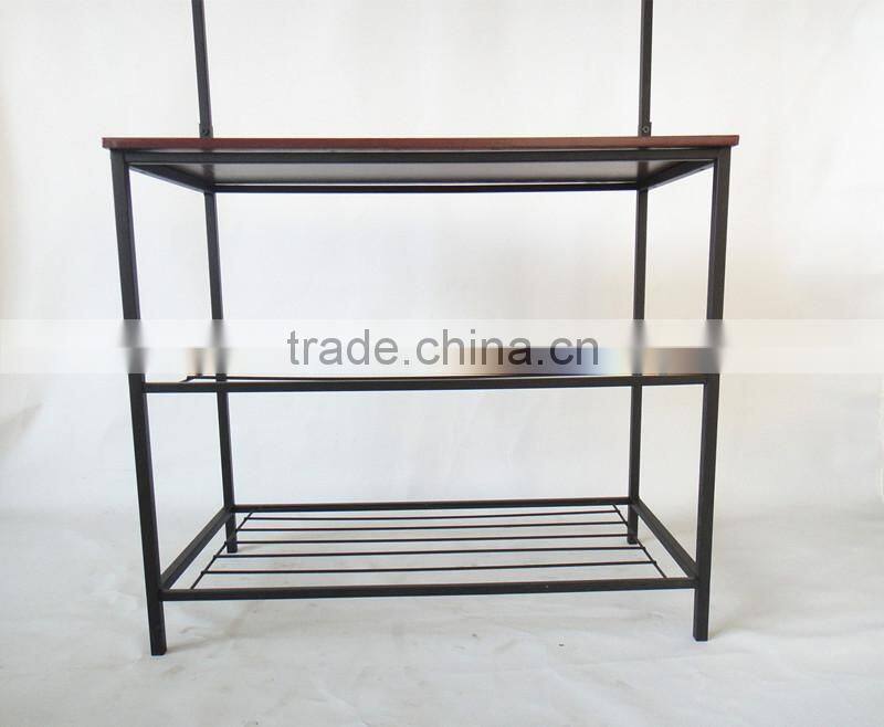 Metal Wood Entryway Bench Storage standing Hallway Umbrella Hat coat Shoe rack