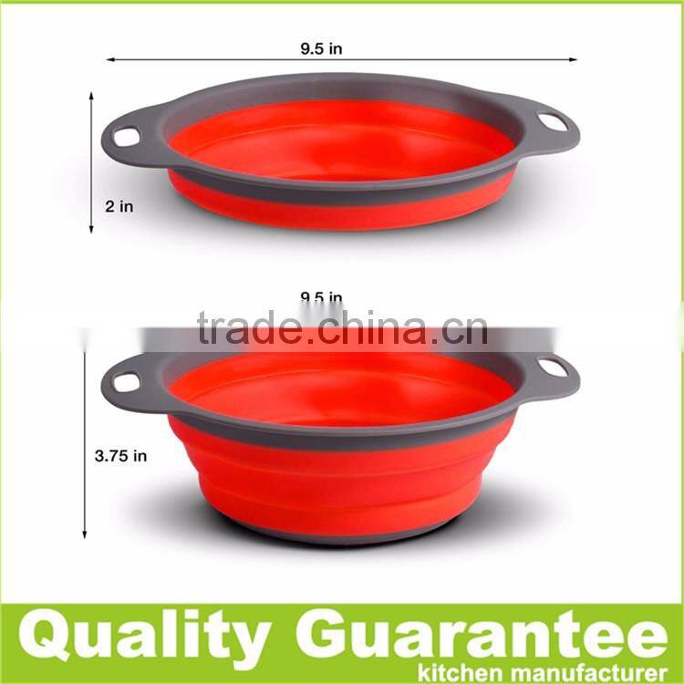Customized color silicone colander collapsible plastic silicone strainer