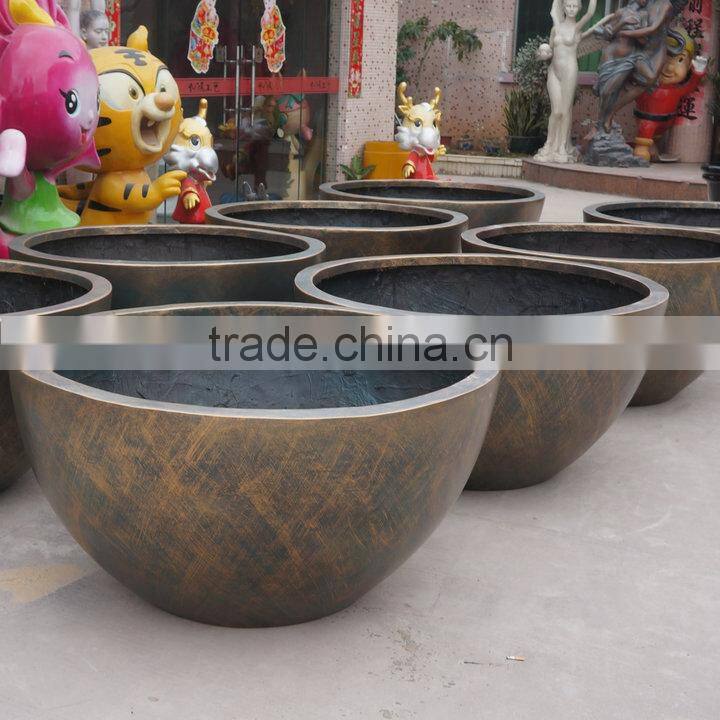 Large round bronze garden pot