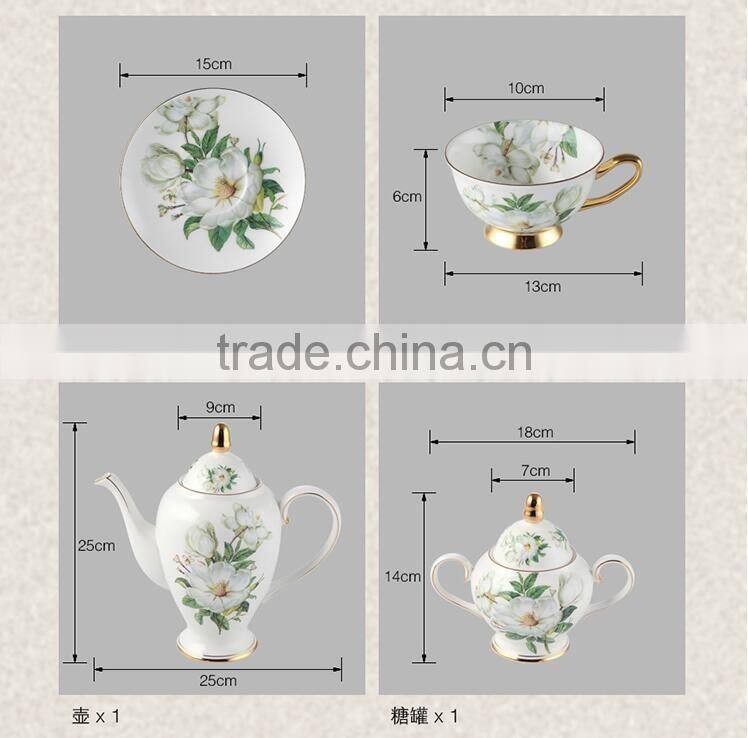 Set of 15pcs bone china flowers design coffee set