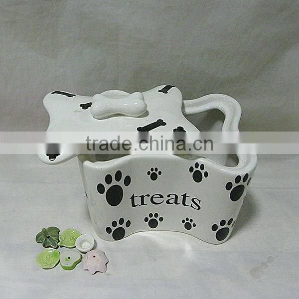 Bone Shaped Ceramic Dog Treat Jar