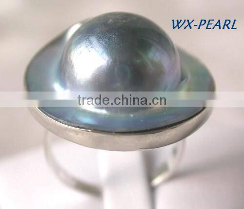 Latest Design Fashion Yellow Gold Lady Pearl Ring