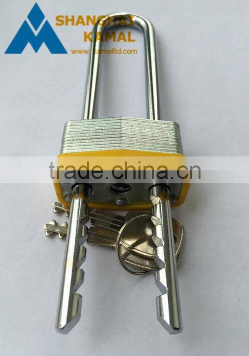 Pin tumbler laminated steel padlock with Removable Adjustable Long Shackle